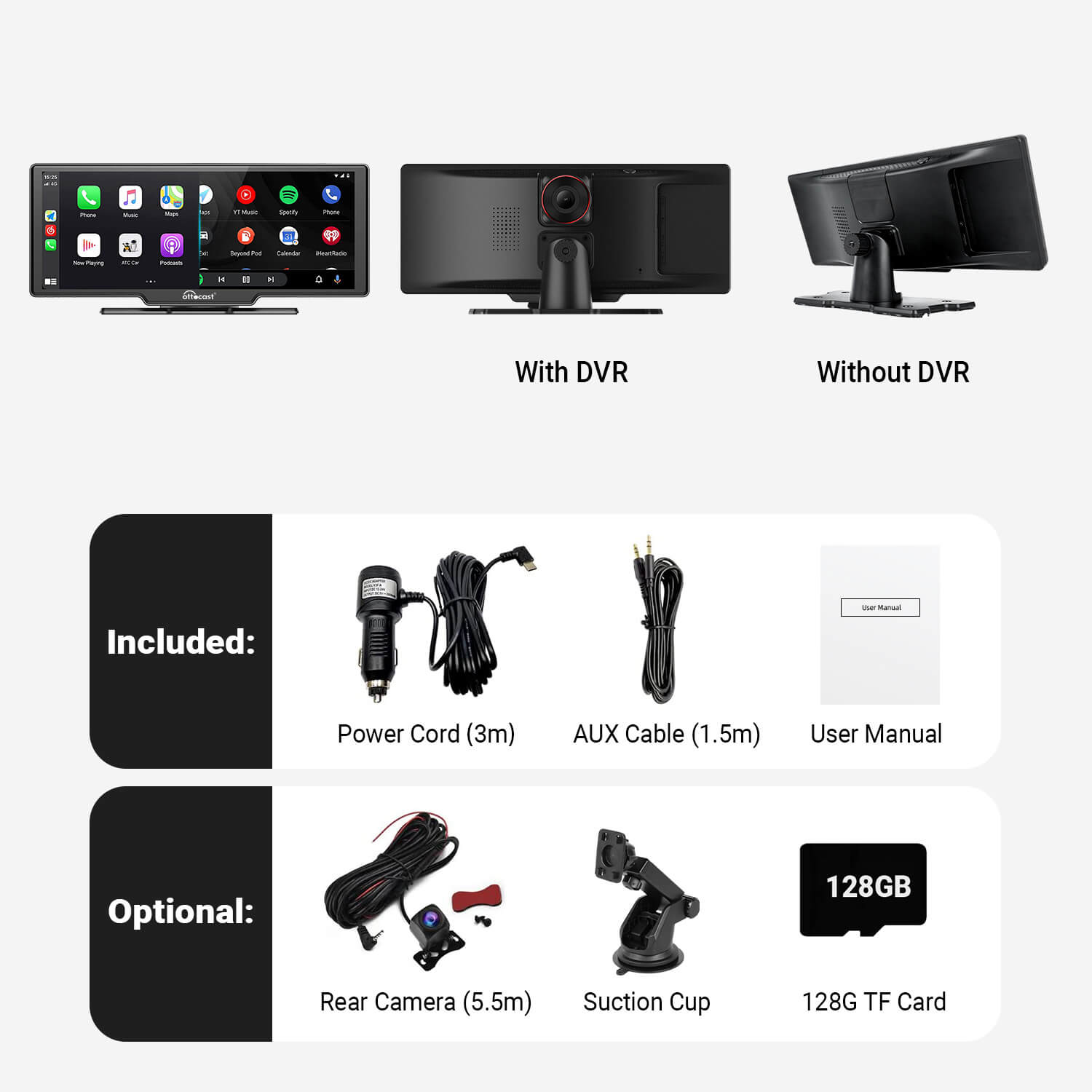 Schermo portatile da 10" per auto con Apple CarPlay e Android Auto