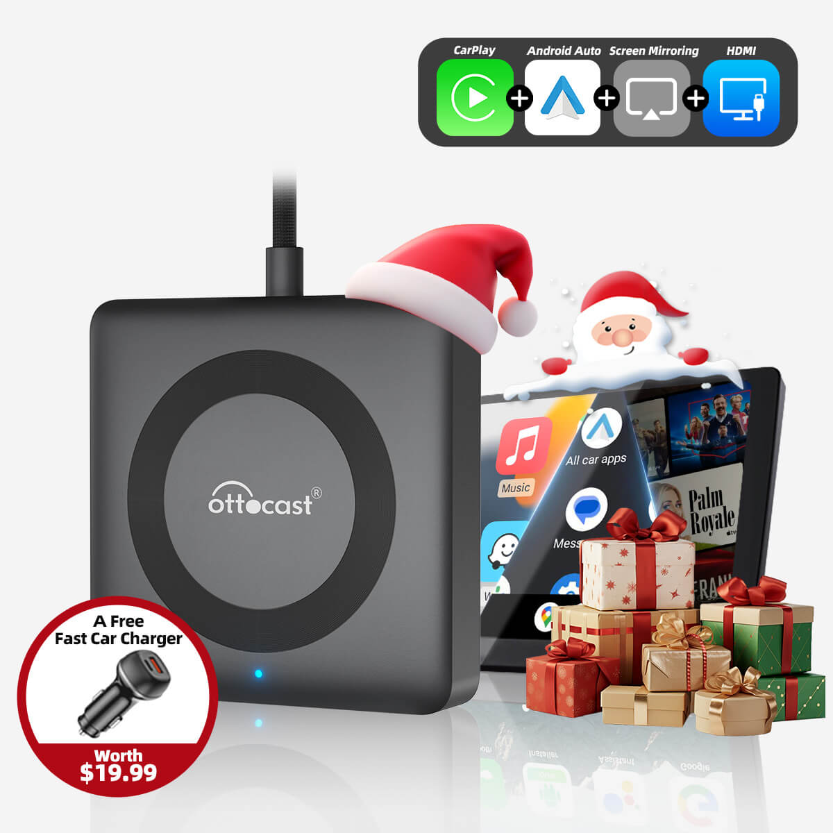 🎁Christmas 55% off🔥Car Tv Mate Max - Wireless CarPlay & Android Auto with HDMI Multimedia