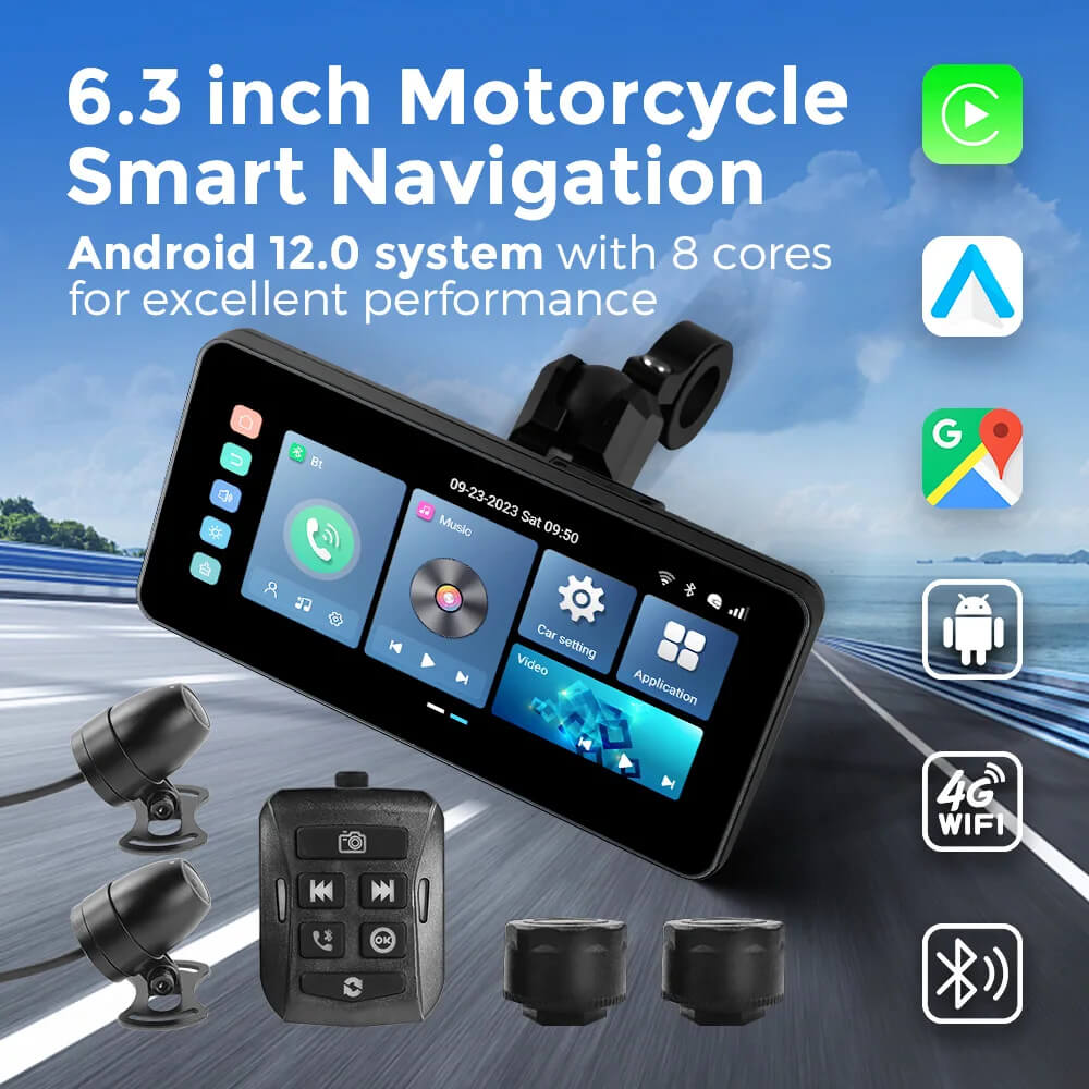 ⌛Today's Special🔥PCarPlay Lite C5 Ultra Motorcycle Android 12 GPS Display Screen With DVR Camera